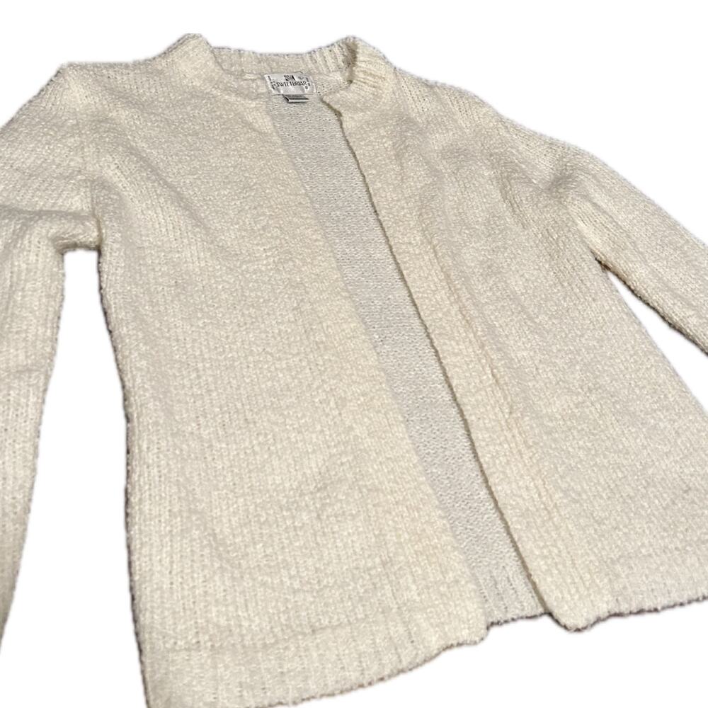 Vintage off white Ivory Knit open front Cardigan Sweater /  Large